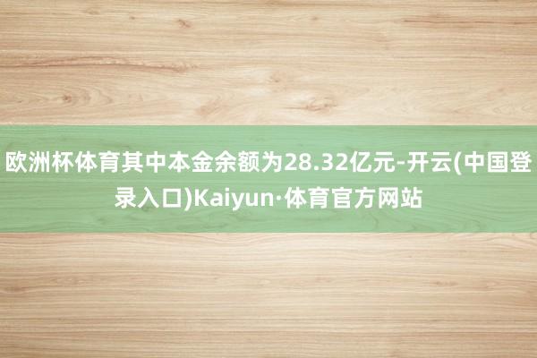 欧洲杯体育其中本金余额为28.32亿元-开云(中国登录入口)Kaiyun·体育官方网站